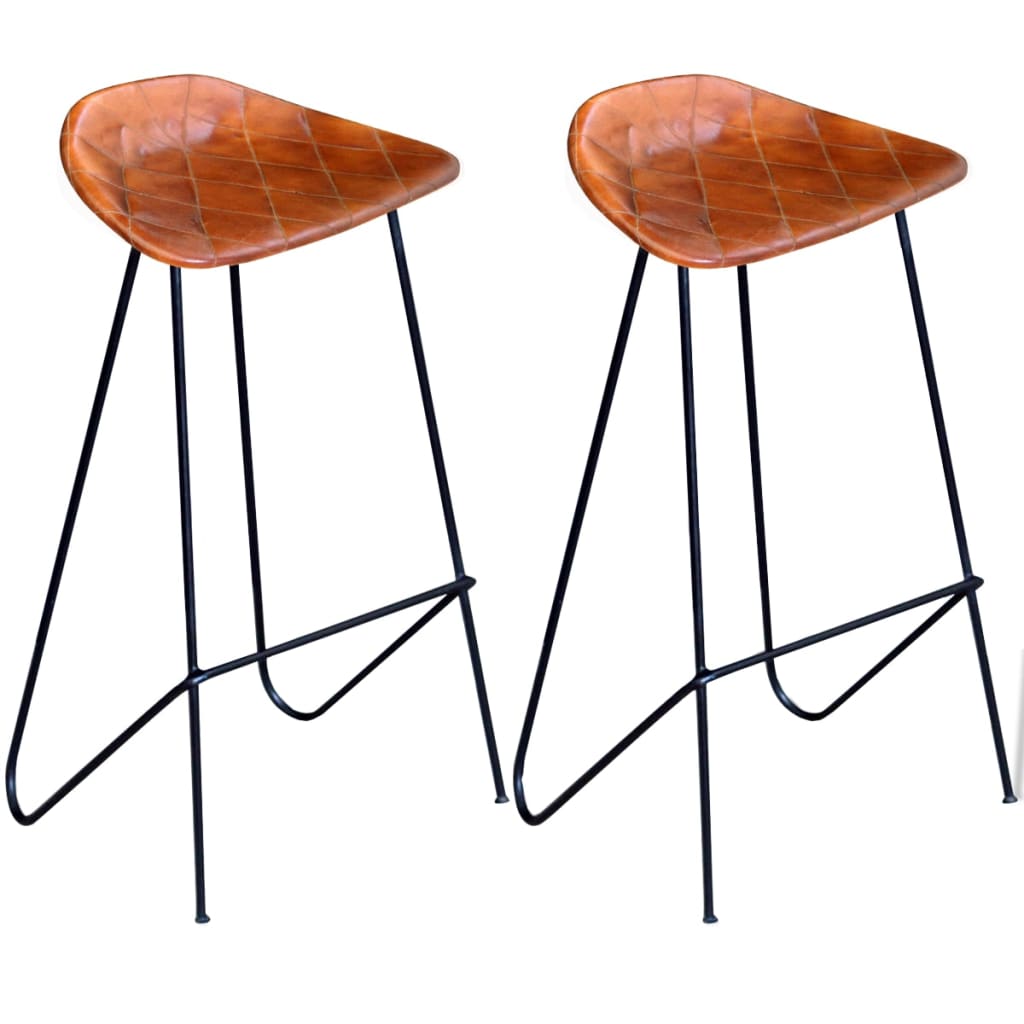 Chaises De Bar Lot De 4 Cuir Véritable-Marron-2-La-Fabrique-Industrielle
