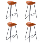 Chaises De Bar Lot De 4 Cuir Véritable-Marron-4-La-Fabrique-Industrielle