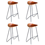 Chaises De Bar Lot De 4 Cuir Véritable-Marron-4-La-Fabrique-Industrielle