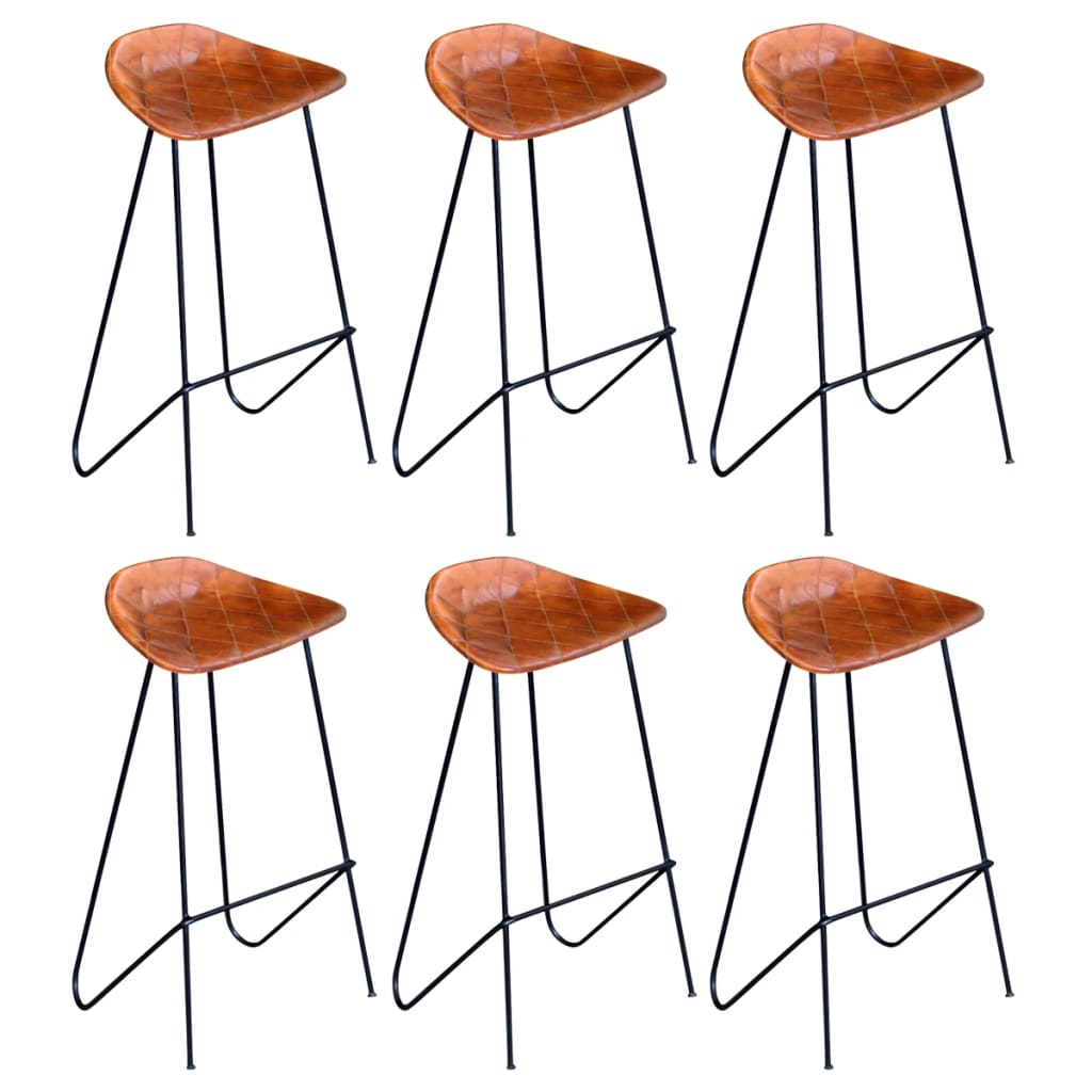Chaises De Bar Lot De 4 Cuir Véritable-Marron-6-La-Fabrique-Industrielle