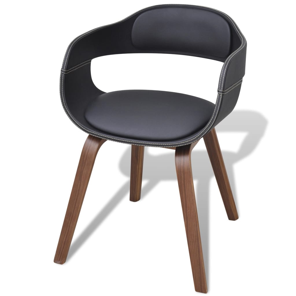 Chaises Industrielle en Bois et Similicuir Noir-La-Fabrique-Industrielle