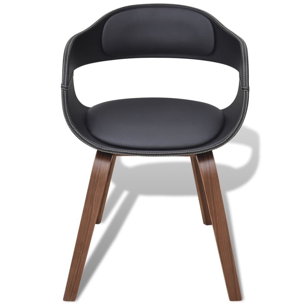Chaises Industrielle en Bois et Similicuir Noir-La-Fabrique-Industrielle