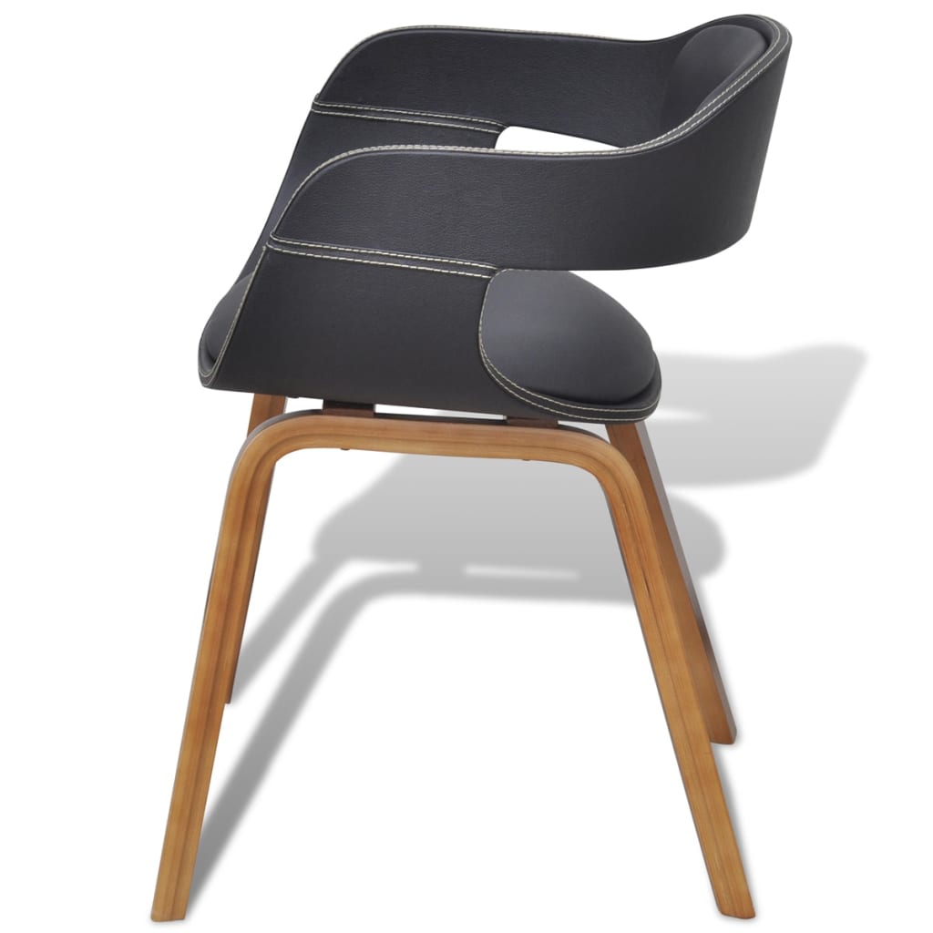 Chaises Industrielle en Bois et Similicuir Noir-La-Fabrique-Industrielle