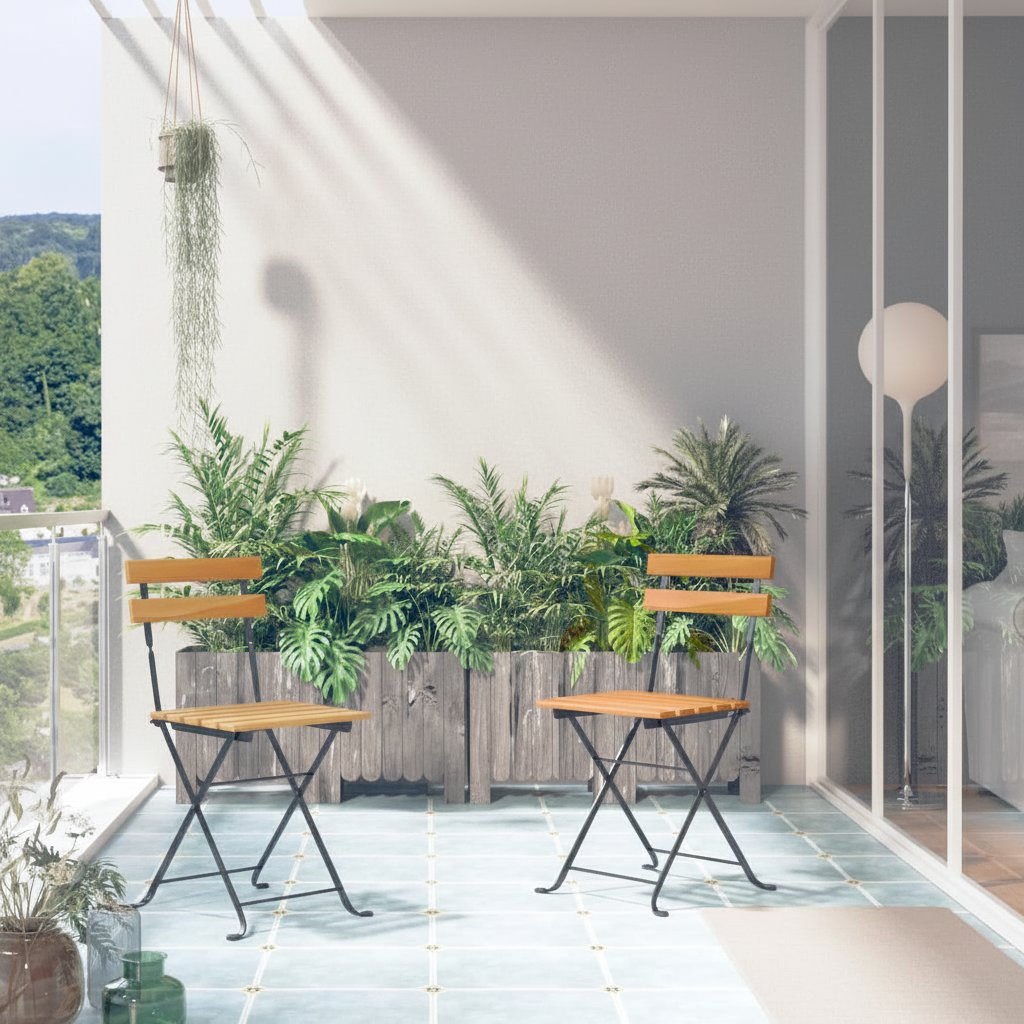 Chaises Pliables d'Extérieur en Acier et Bois Industriel