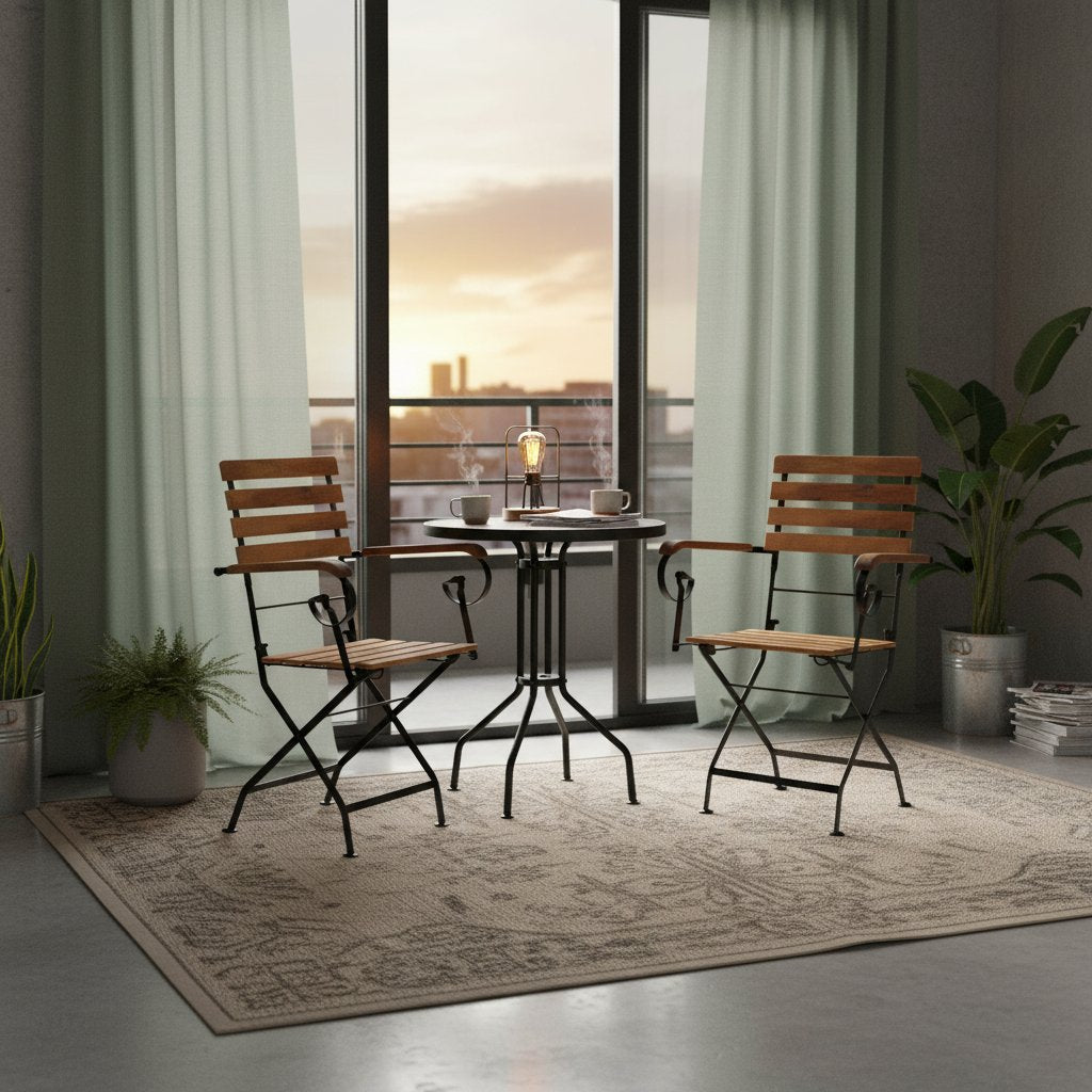 Chaises Pliantes en Bois et Fer Industriel