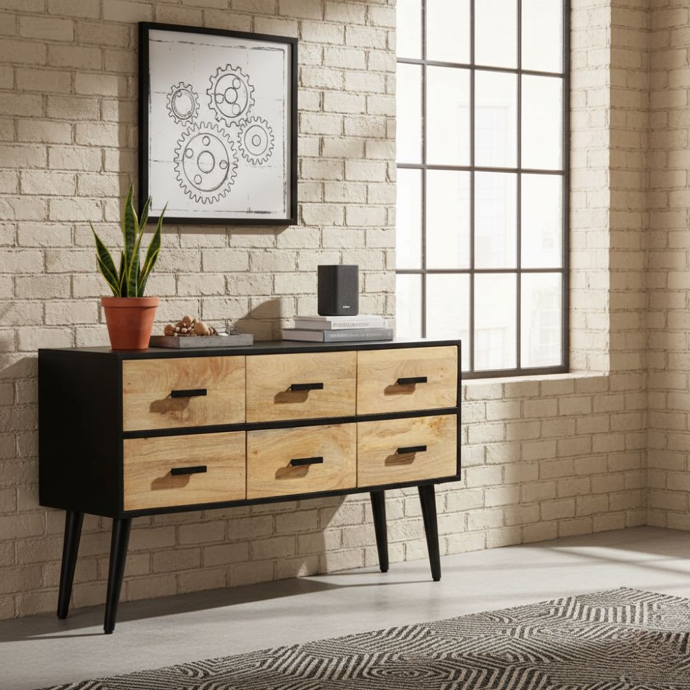 Chiffonnier Industriel en Bois et Métal