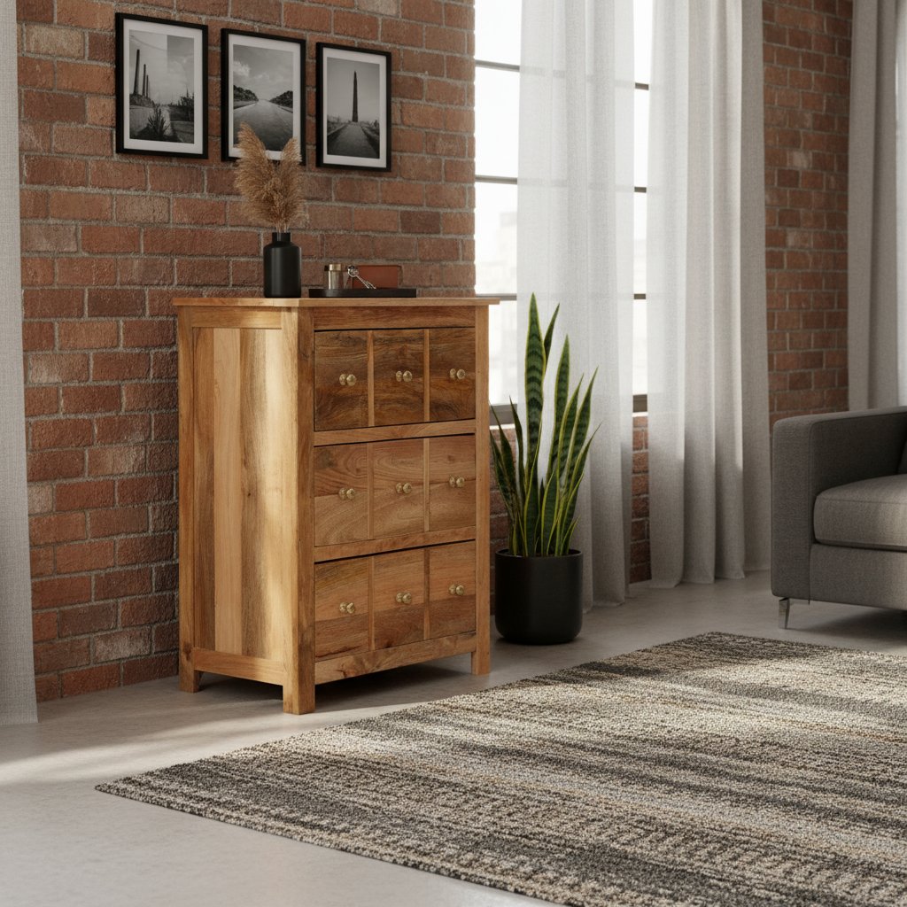 Chiffonnier en Bois d'Acacia au Style Industriel