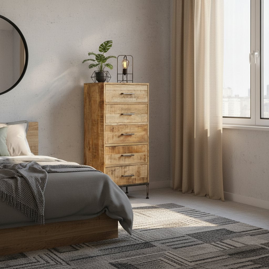 Chiffonnier en Bois de Manguier Massif Style Industriel