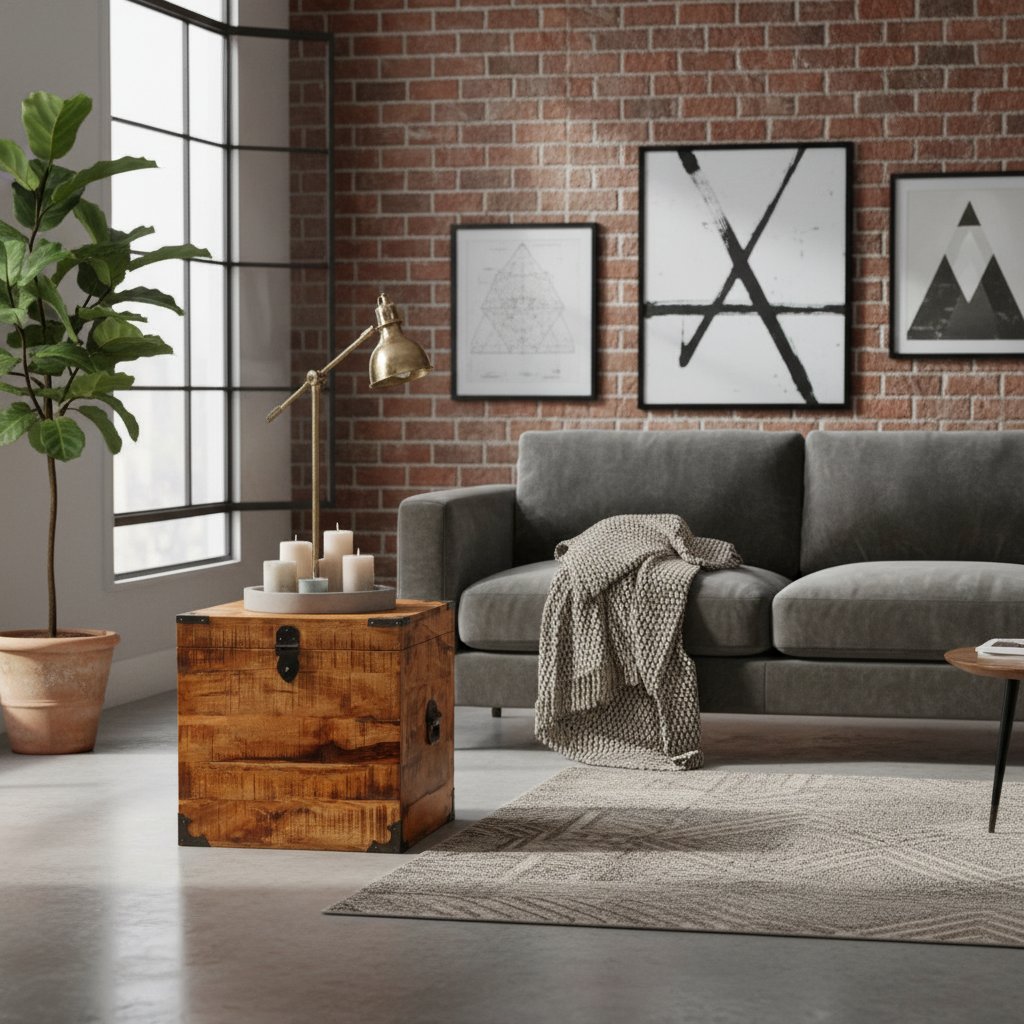 Coffre de Rangement Industriel en Bois