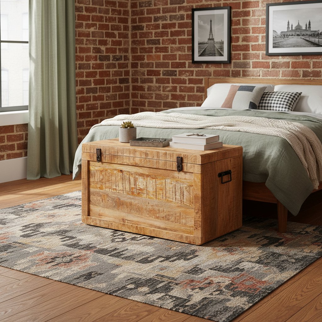 Coffre de Rangement Intérieur en Bois Style Industriel