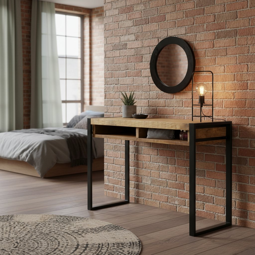 Coiffeuse Industrielle en Bois avec Rangement