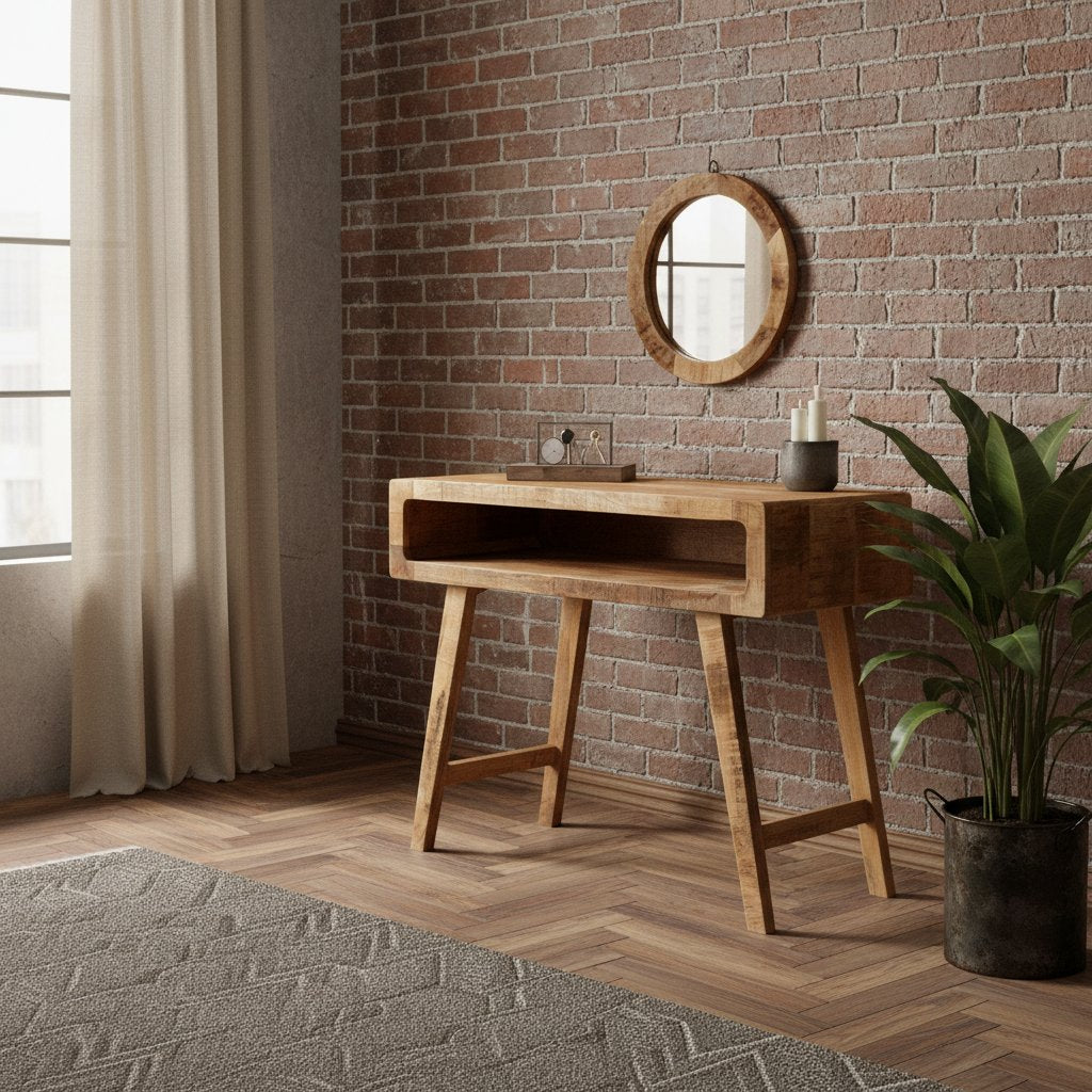 Coiffeuse avec Étagère en Bois Massif de Manguier