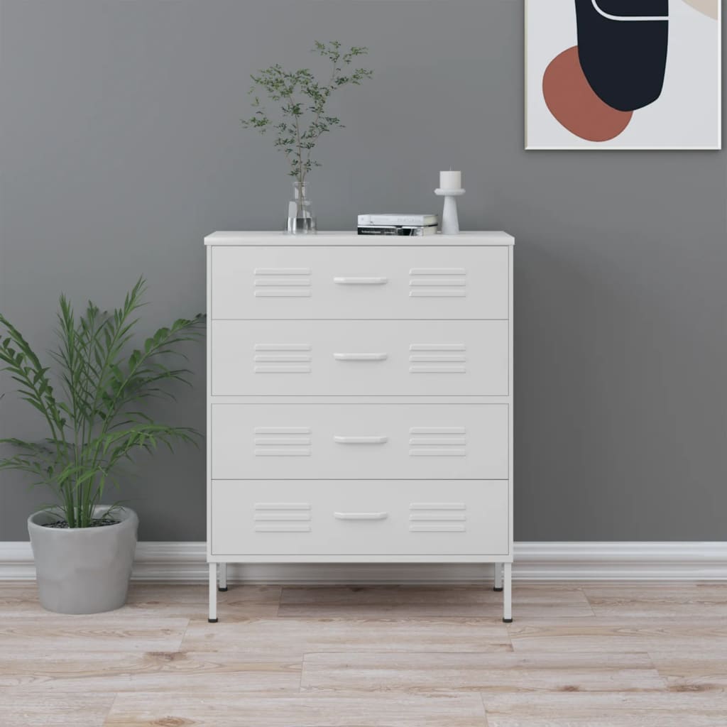 Commode 80X35X101,5 Cm Acier-Blanc-1-La-Fabrique-Industrielle