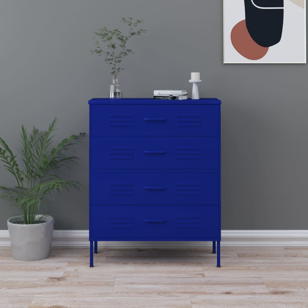 Commode 80X35X101,5 Cm Acier-Bleu marine-1-La-Fabrique-Industrielle