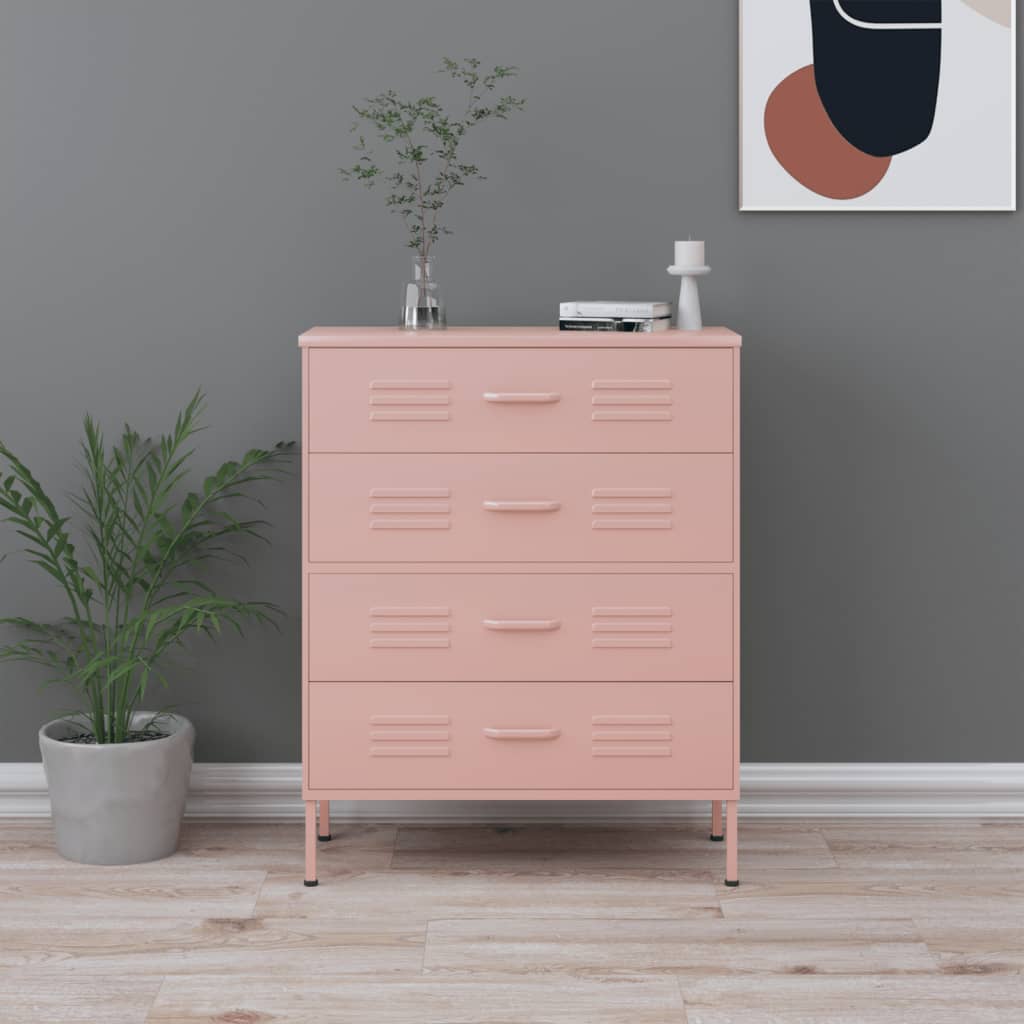 Commode 80X35X101,5 Cm Acier-Rose-1-La-Fabrique-Industrielle