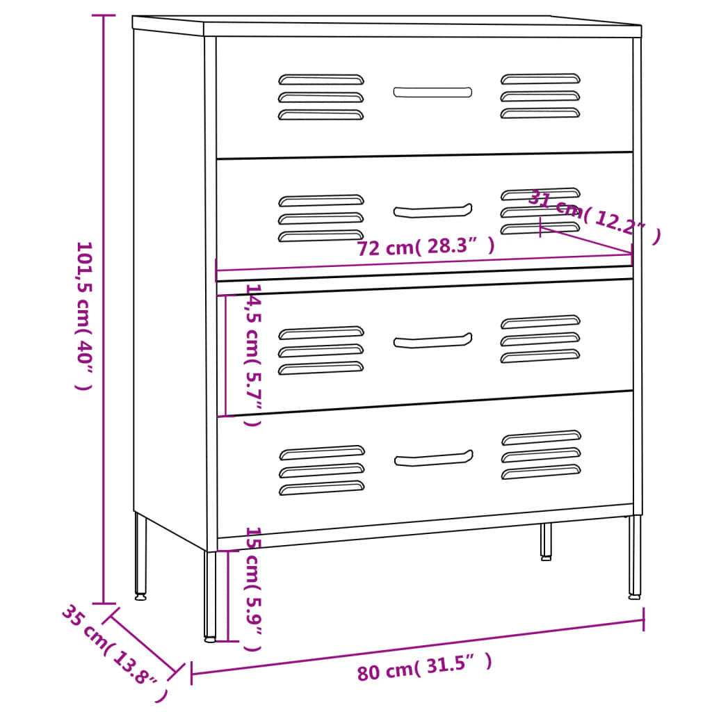 Commode 80X35X101,5 Cm Acier-La-Fabrique-Industrielle