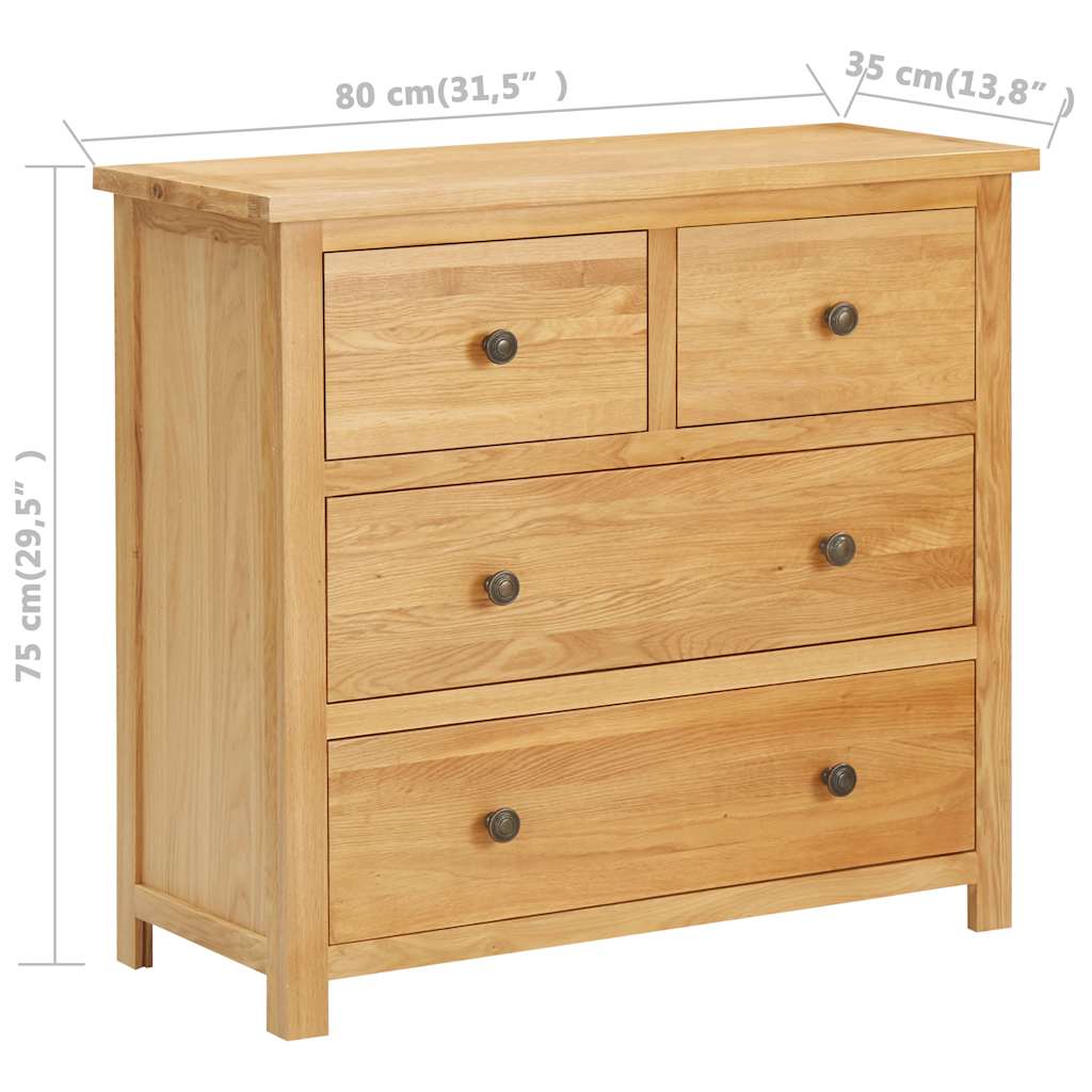 Commode 80X35X75 Cm Bois De Chêne Massif-La-Fabrique-Industrielle