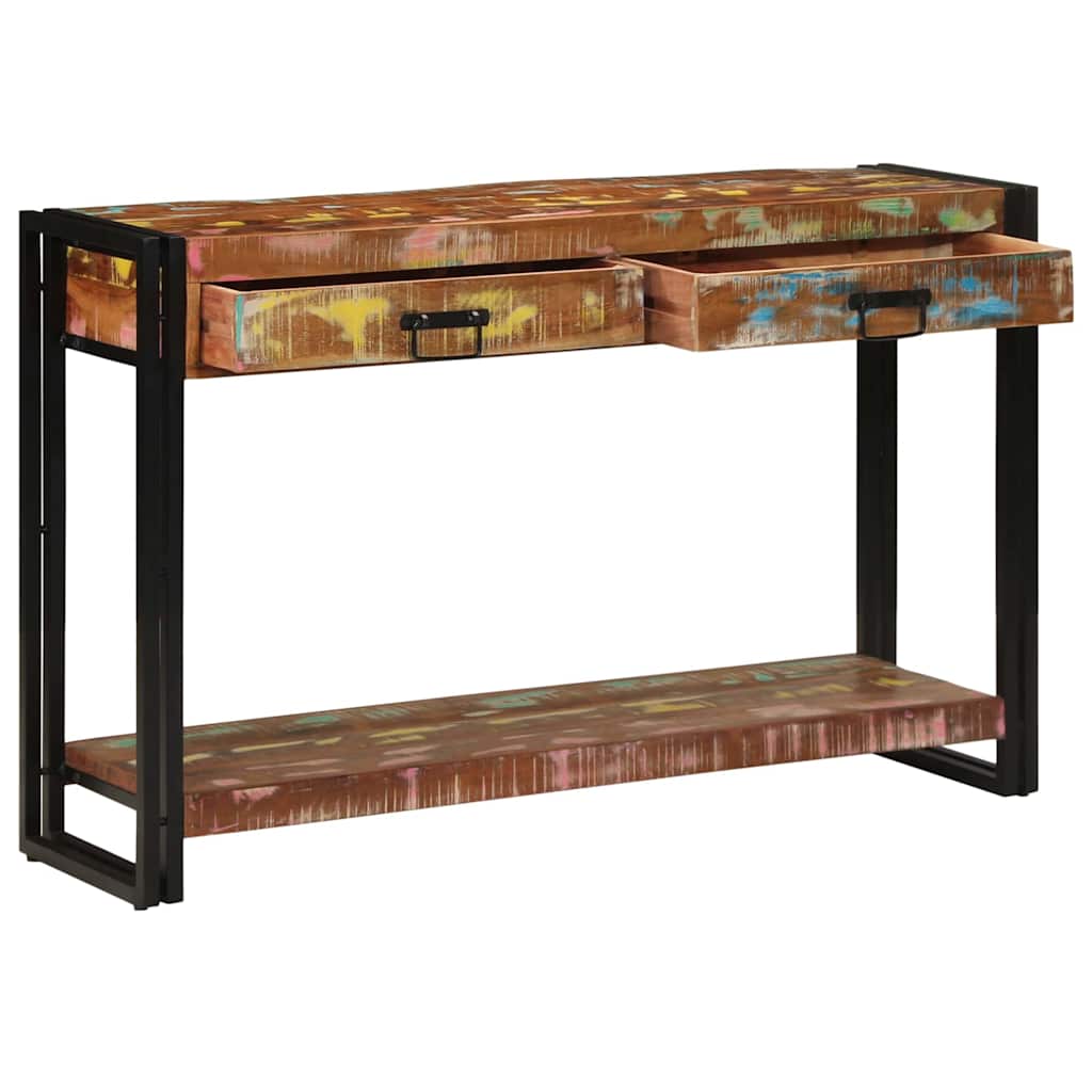 Console Industrielle en Bois de Manguier avec 2 Tiroirs-120 cm-bois de récupération massif-La-Fabrique-Industrielle