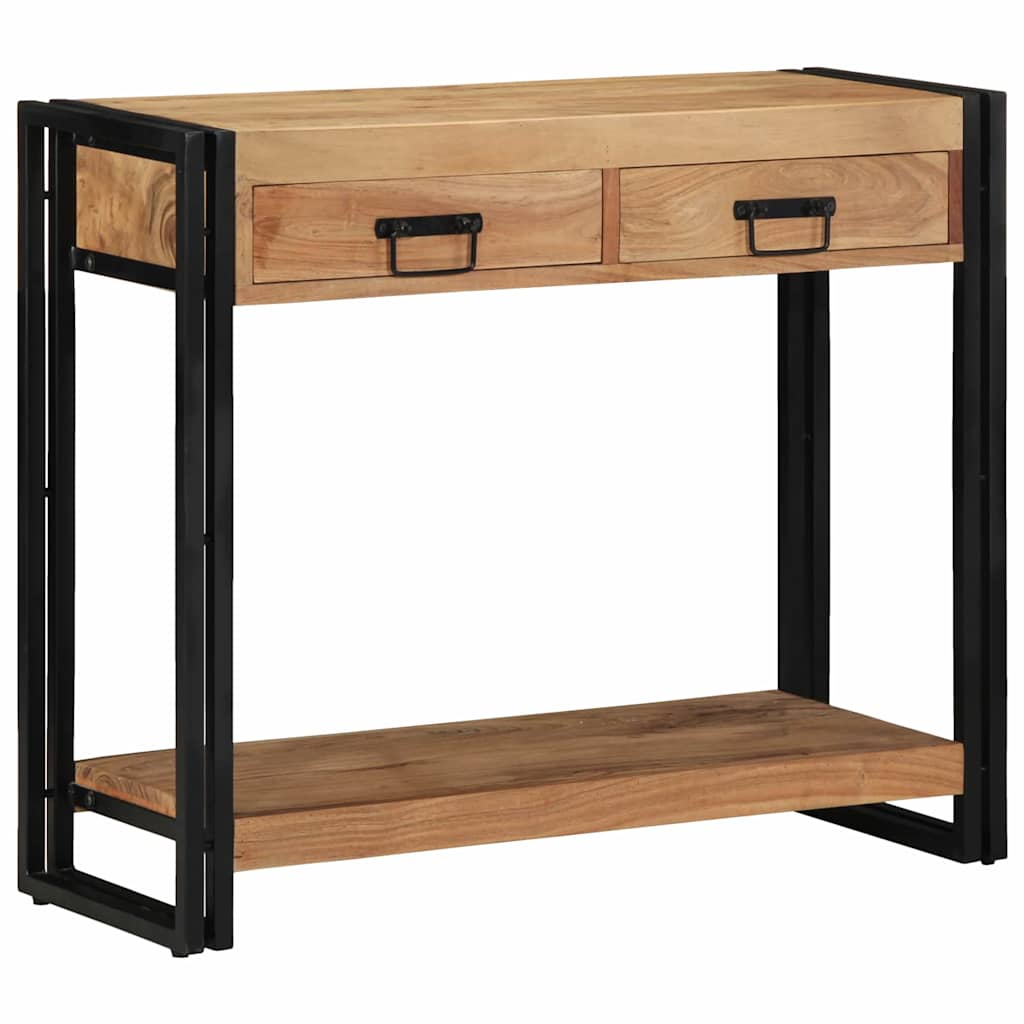 Console Industrielle en Bois de Manguier avec 2 Tiroirs-90 cm-Bois d'acacia massif-La-Fabrique-Industrielle