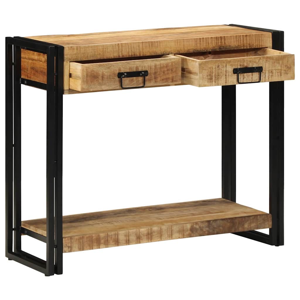 Console Industrielle en Bois de Manguier avec 2 Tiroirs-90 cm-bois de manguier massif-La-Fabrique-Industrielle