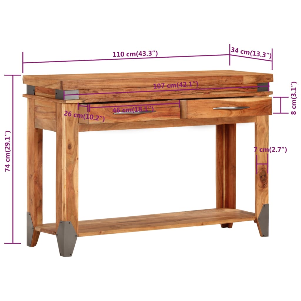Console en Bois Massif Brut d'Acacia-La-Fabrique-Industrielle