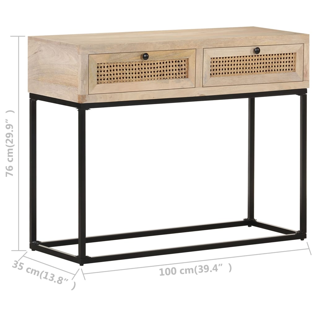 Console en Bois de Manguier et Canne Naturelle-La-Fabrique-Industrielle