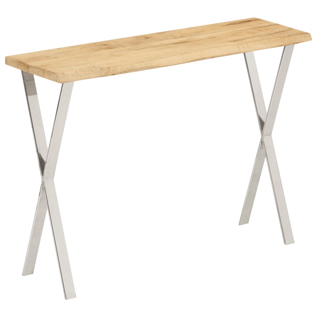 Console en Bois de Manguier et Métal-Argent-Forme en X-1-La-Fabrique-Industrielle