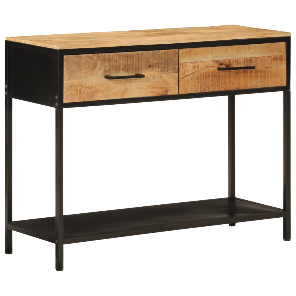 Console en Bois de Manguier et Métal Noir avec Tiroir-La-Fabrique-Industrielle
