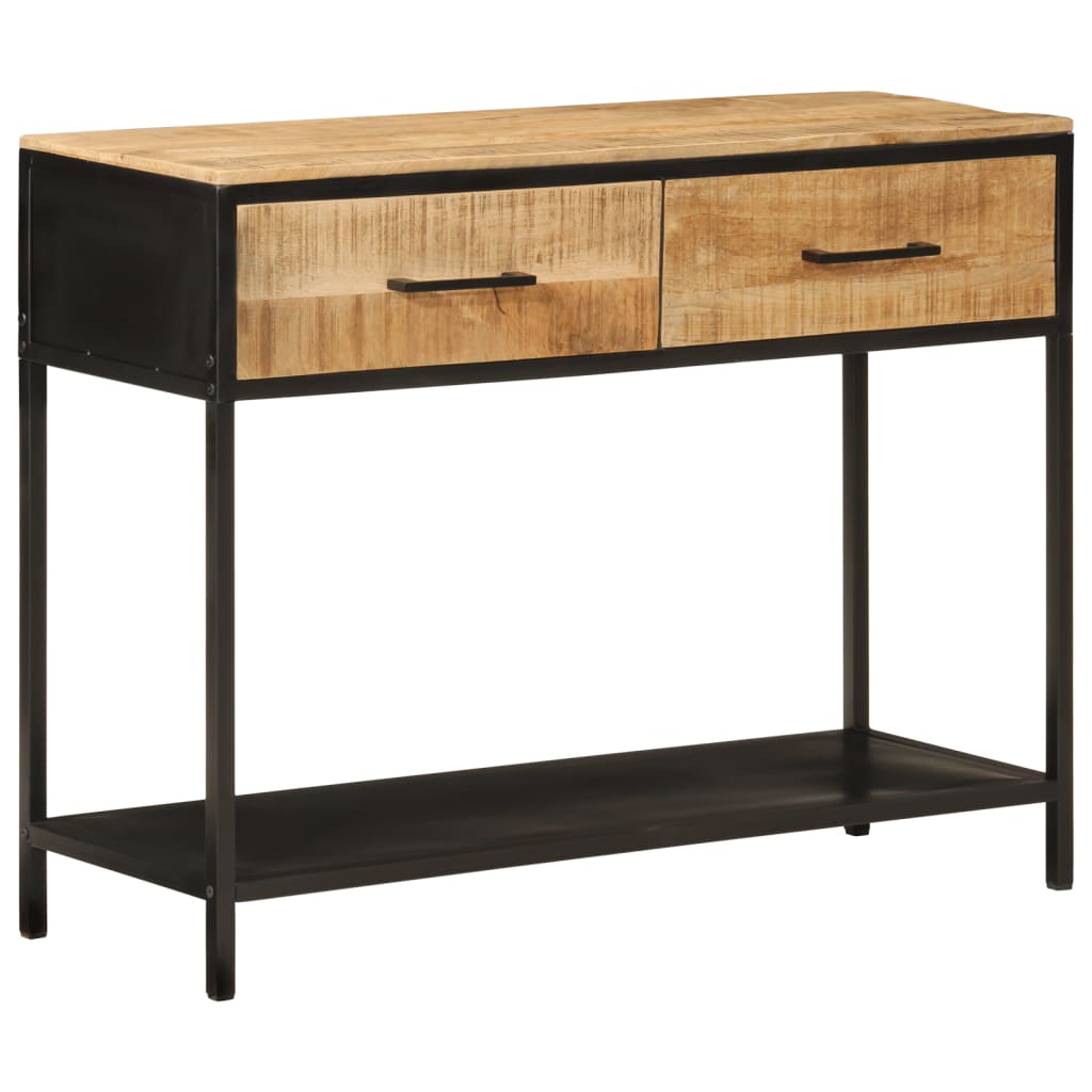 Console en Bois de Manguier et Métal Noir avec Tiroir-La-Fabrique-Industrielle