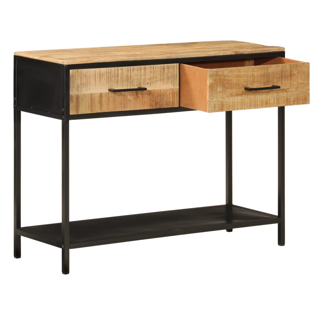 Console en Bois de Manguier et Métal Noir avec Tiroir-La-Fabrique-Industrielle