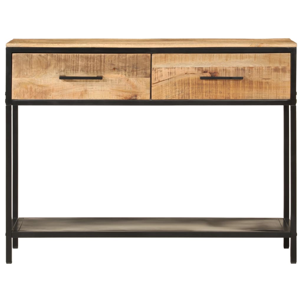 Console en Bois de Manguier et Métal Noir avec Tiroir-La-Fabrique-Industrielle