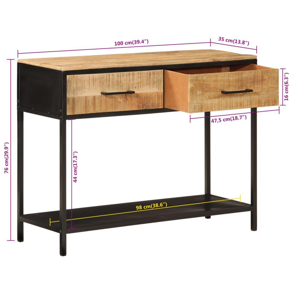 Console en Bois de Manguier et Métal Noir avec Tiroir-La-Fabrique-Industrielle