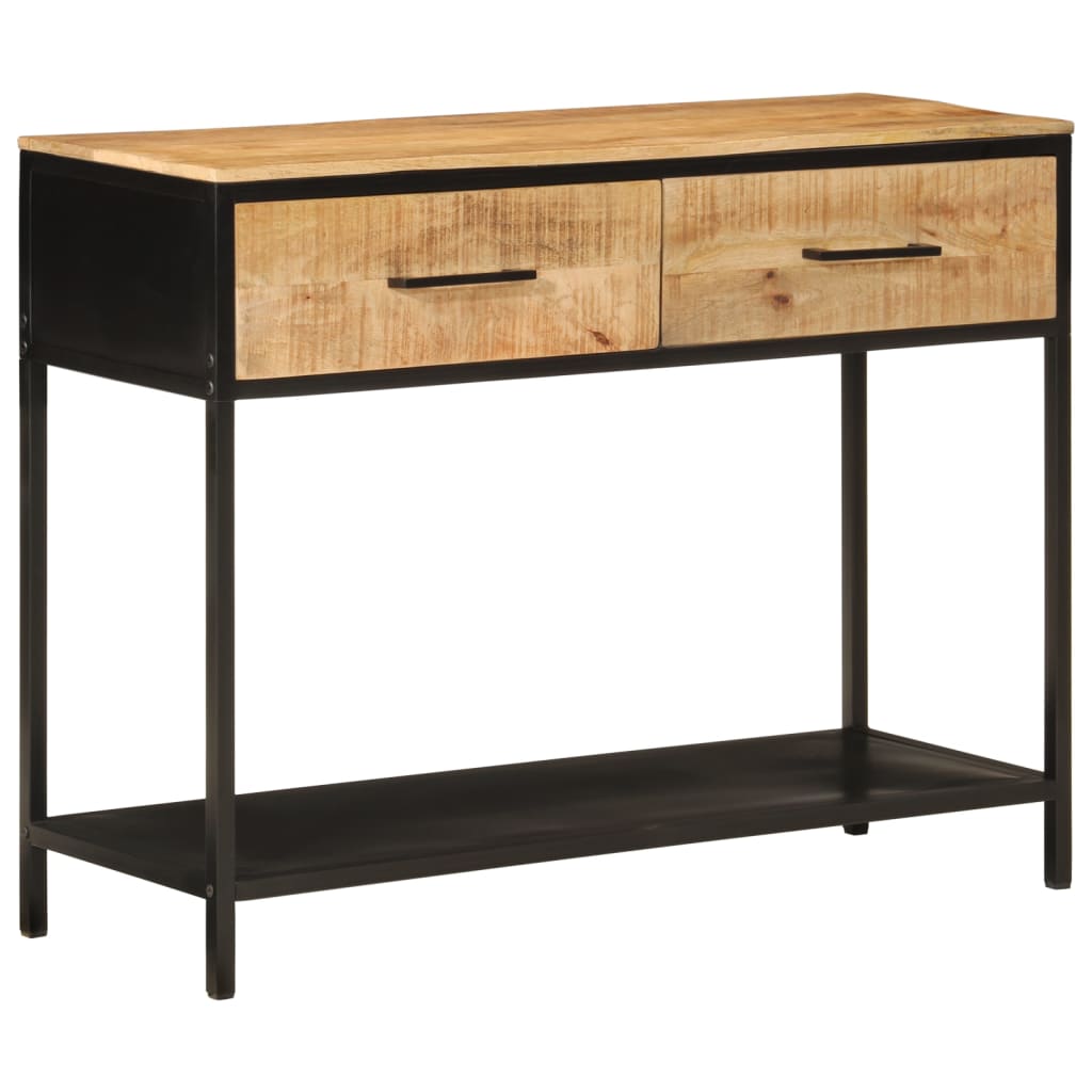 Console en Bois de Manguier et Métal Noir avec Tiroir-La-Fabrique-Industrielle
