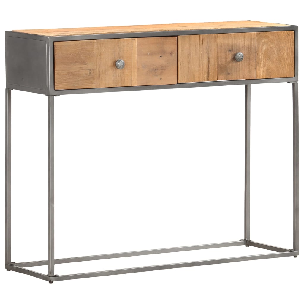 Console en Bois de Récupération et Acier Noir-La-Fabrique-Industrielle