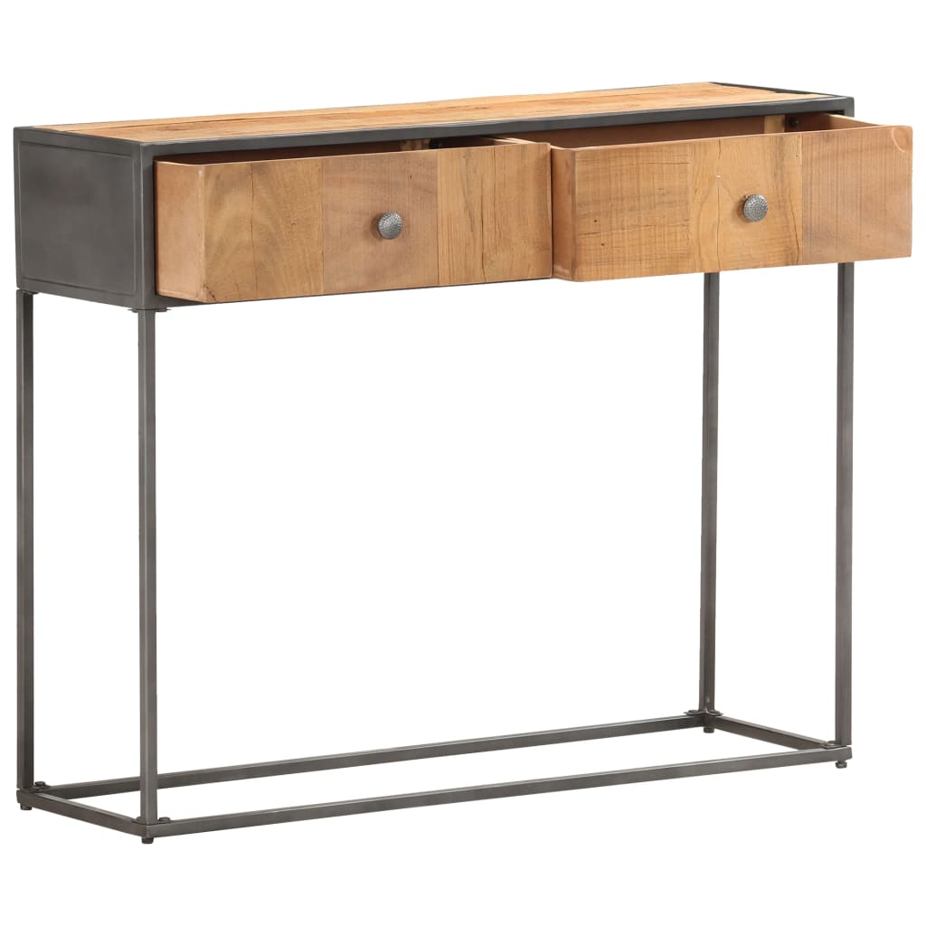 Console en Bois de Récupération et Acier Noir-La-Fabrique-Industrielle