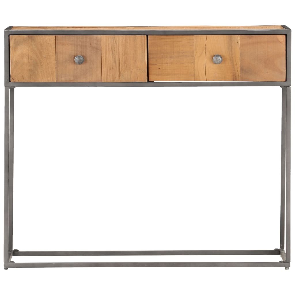 Console en Bois de Récupération et Acier Noir-La-Fabrique-Industrielle