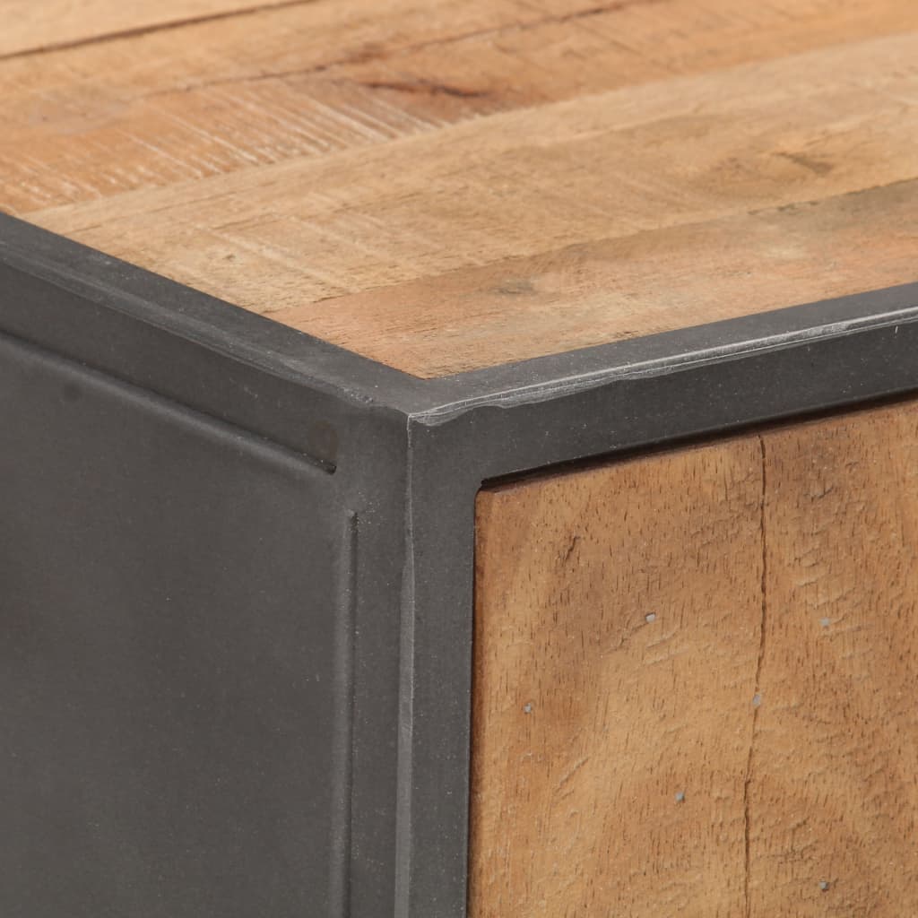 Console en Bois de Récupération et Acier Noir-La-Fabrique-Industrielle