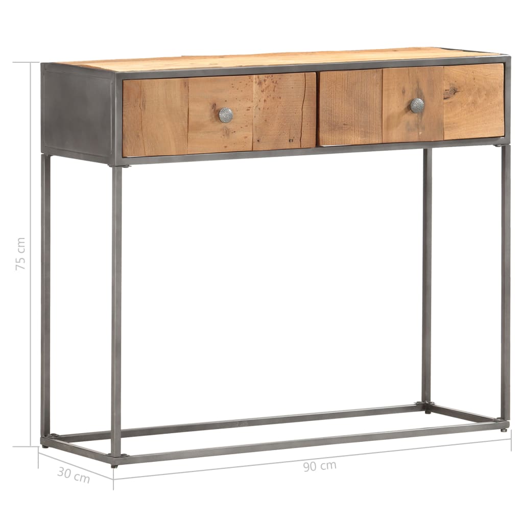 Console en Bois de Récupération et Acier Noir-La-Fabrique-Industrielle