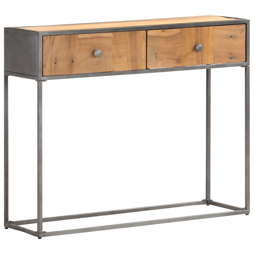 Console en Bois de Récupération et Acier Noir-La-Fabrique-Industrielle