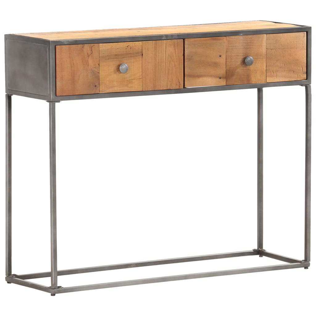 Console en Bois de Récupération et Acier Noir-La-Fabrique-Industrielle
