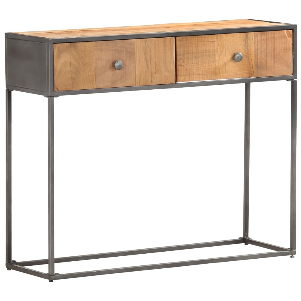 Console en Bois de Récupération et Acier Noir-La-Fabrique-Industrielle