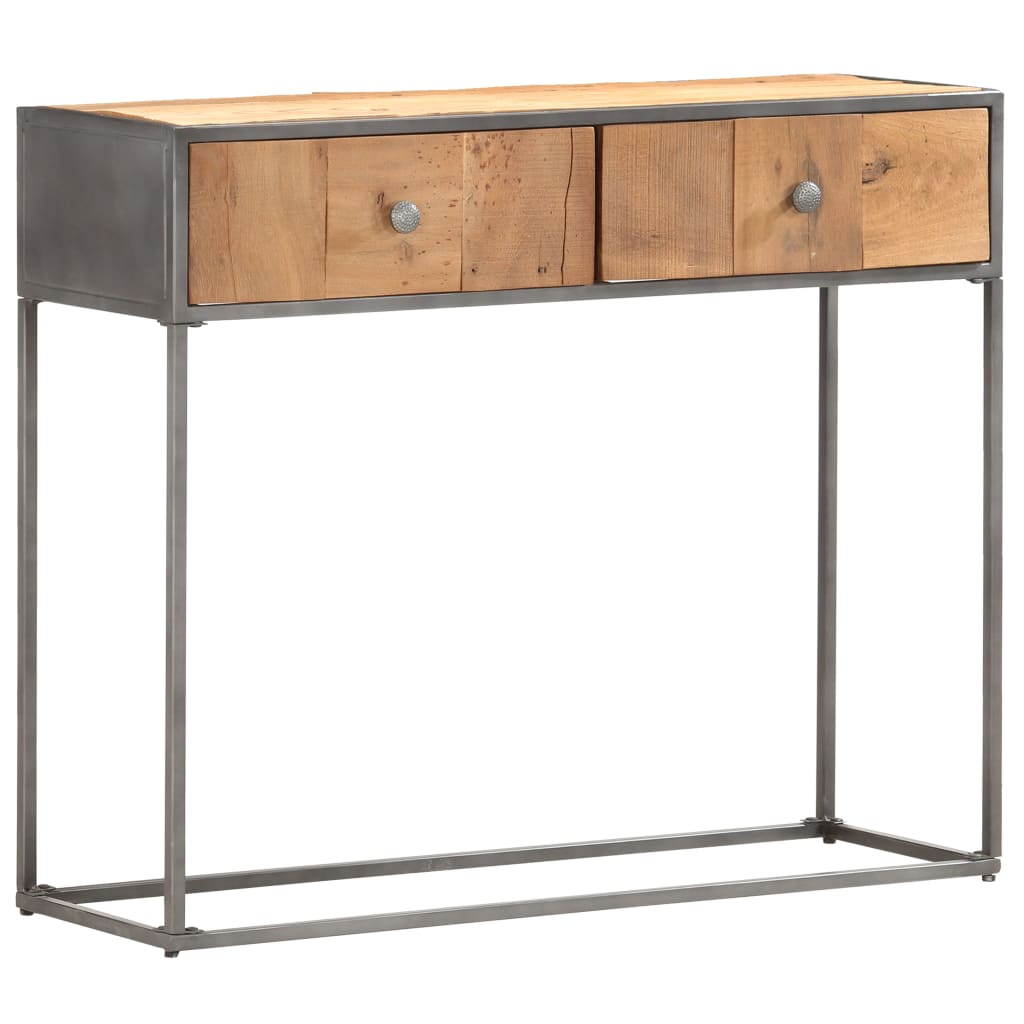 Console en Bois de Récupération et Acier Noir-La-Fabrique-Industrielle