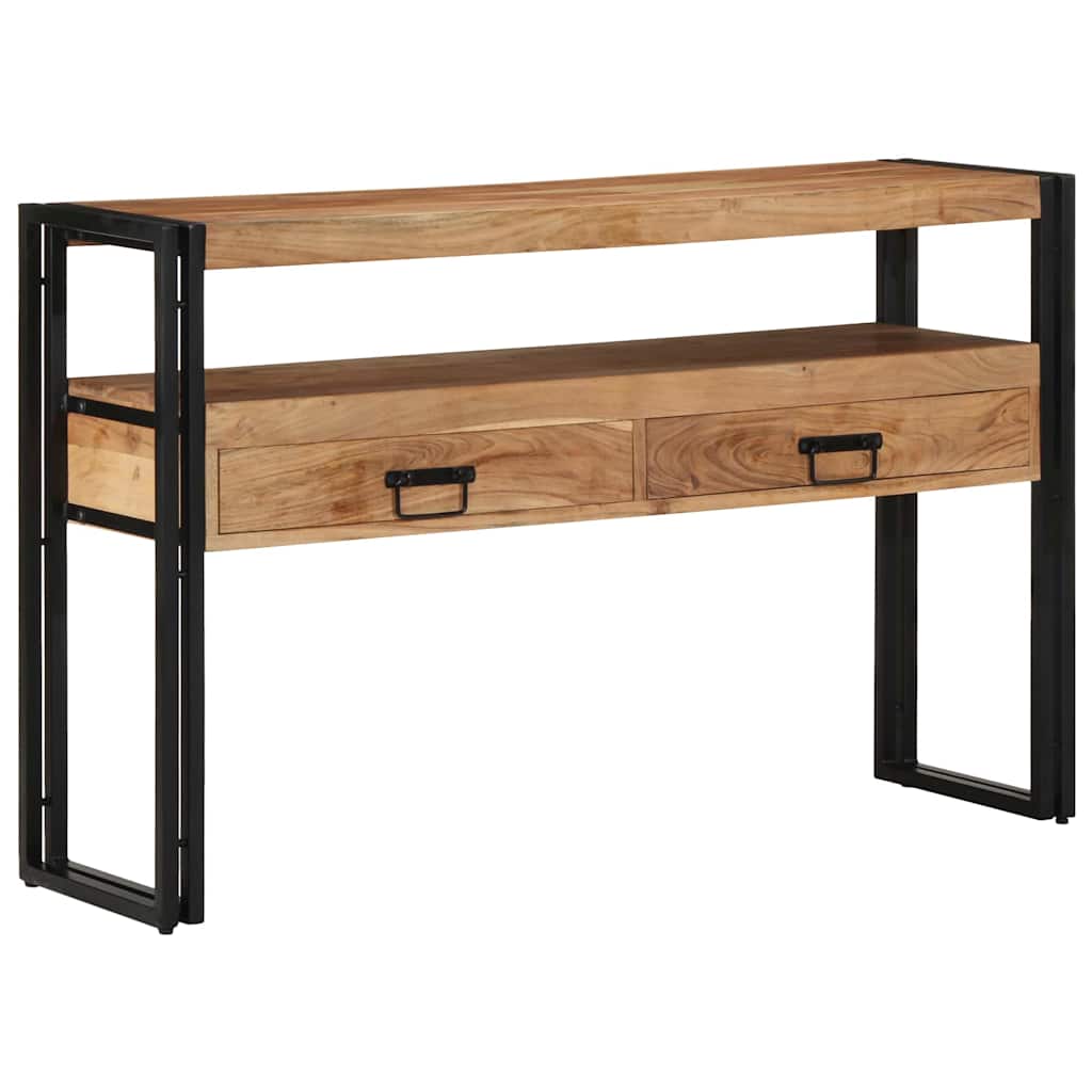 Console en Bois et Métal Industriel avec Tiroir-Bois d'acacia massif-120 x 33 x 75 cm-La-Fabrique-Industrielle