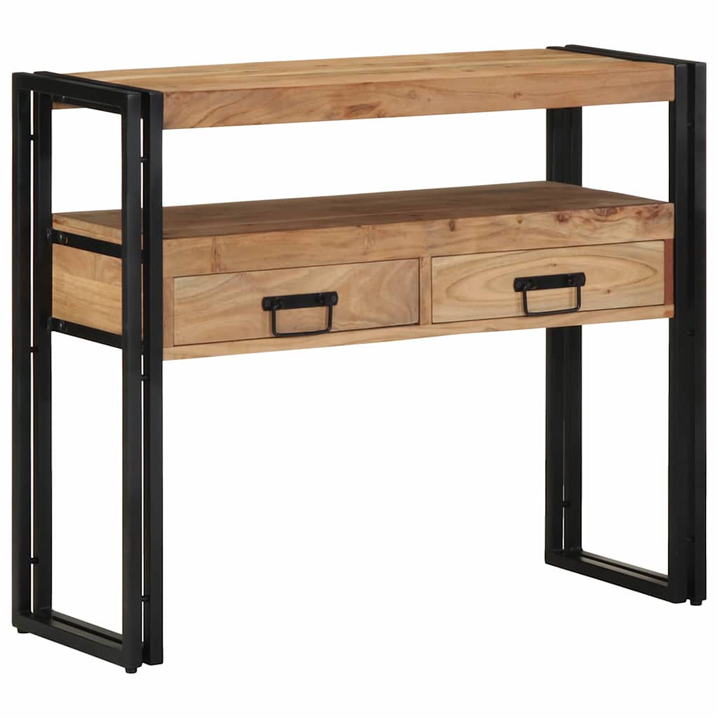 Console en Bois et Métal Industriel avec Tiroir-Bois d'acacia massif-90 x 33 x 75 cm-La-Fabrique-Industrielle