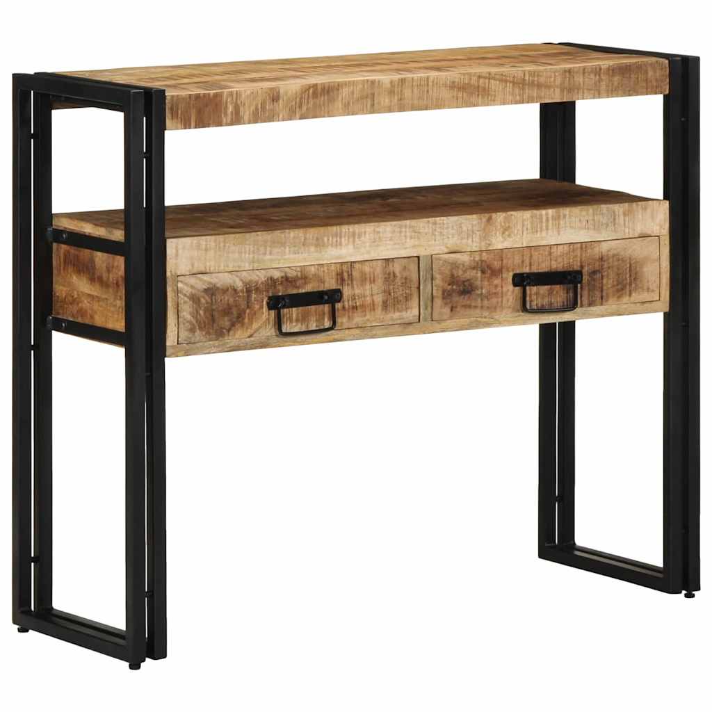 Console en Bois et Métal Industriel avec Tiroir-bois de manguier massif-90 x 33 x 75 cm-La-Fabrique-Industrielle