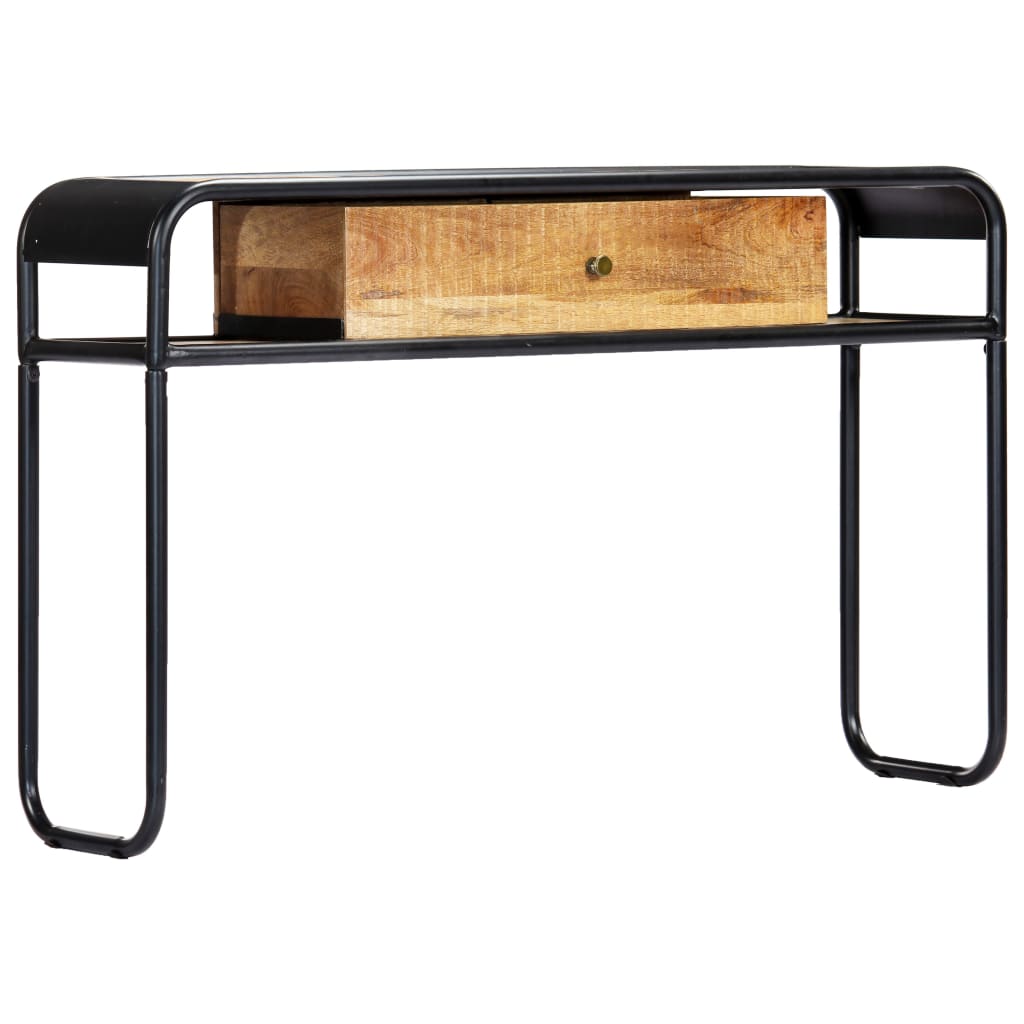 Console en Métal Noir et Bois avec Tiroir-Marron-1-La-Fabrique-Industrielle