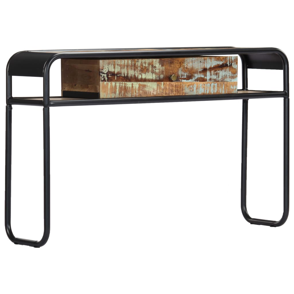Console en Métal Noir et Bois avec Tiroir-La-Fabrique-Industrielle