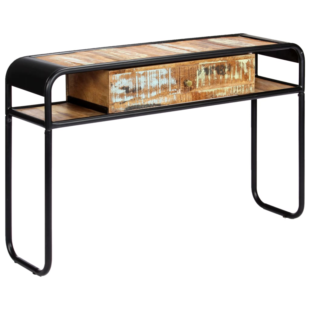 Console en Métal Noir et Bois avec Tiroir-La-Fabrique-Industrielle