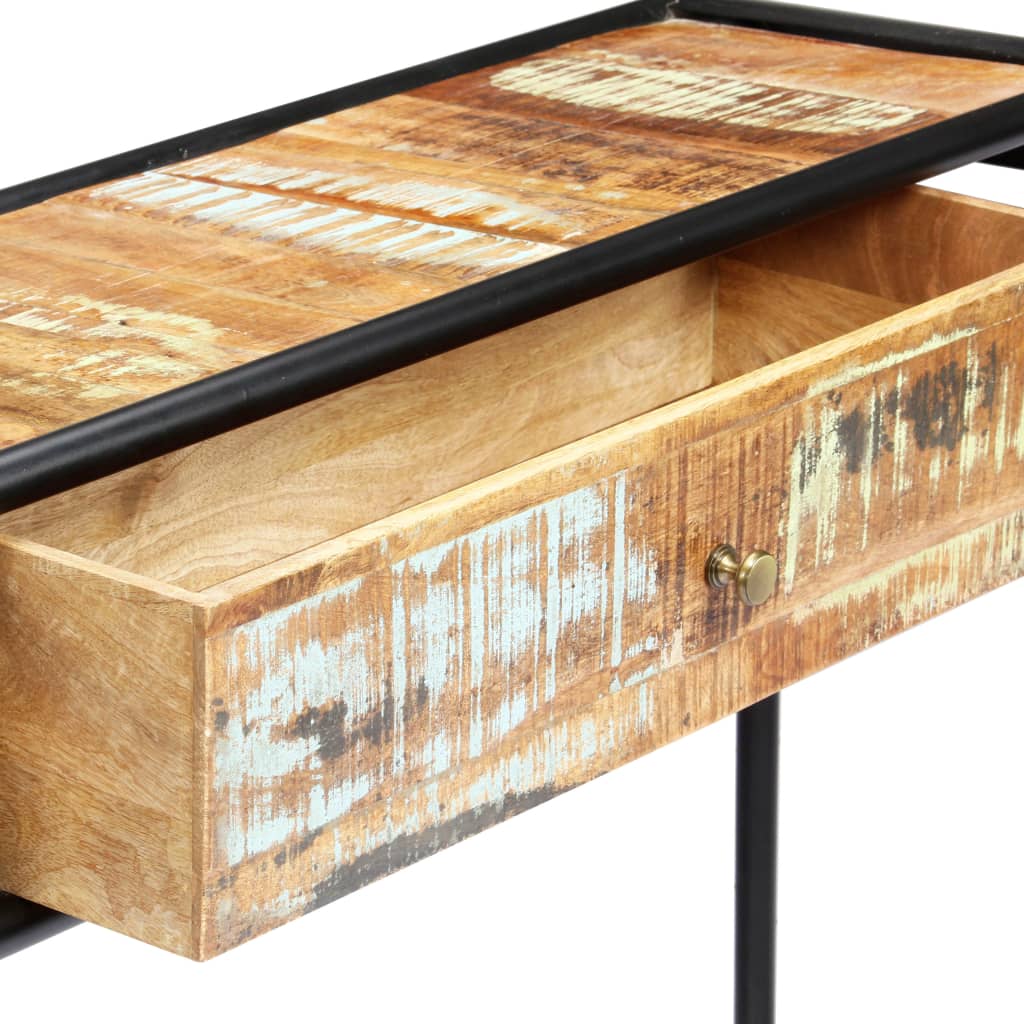 Console en Métal Noir et Bois avec Tiroir-La-Fabrique-Industrielle