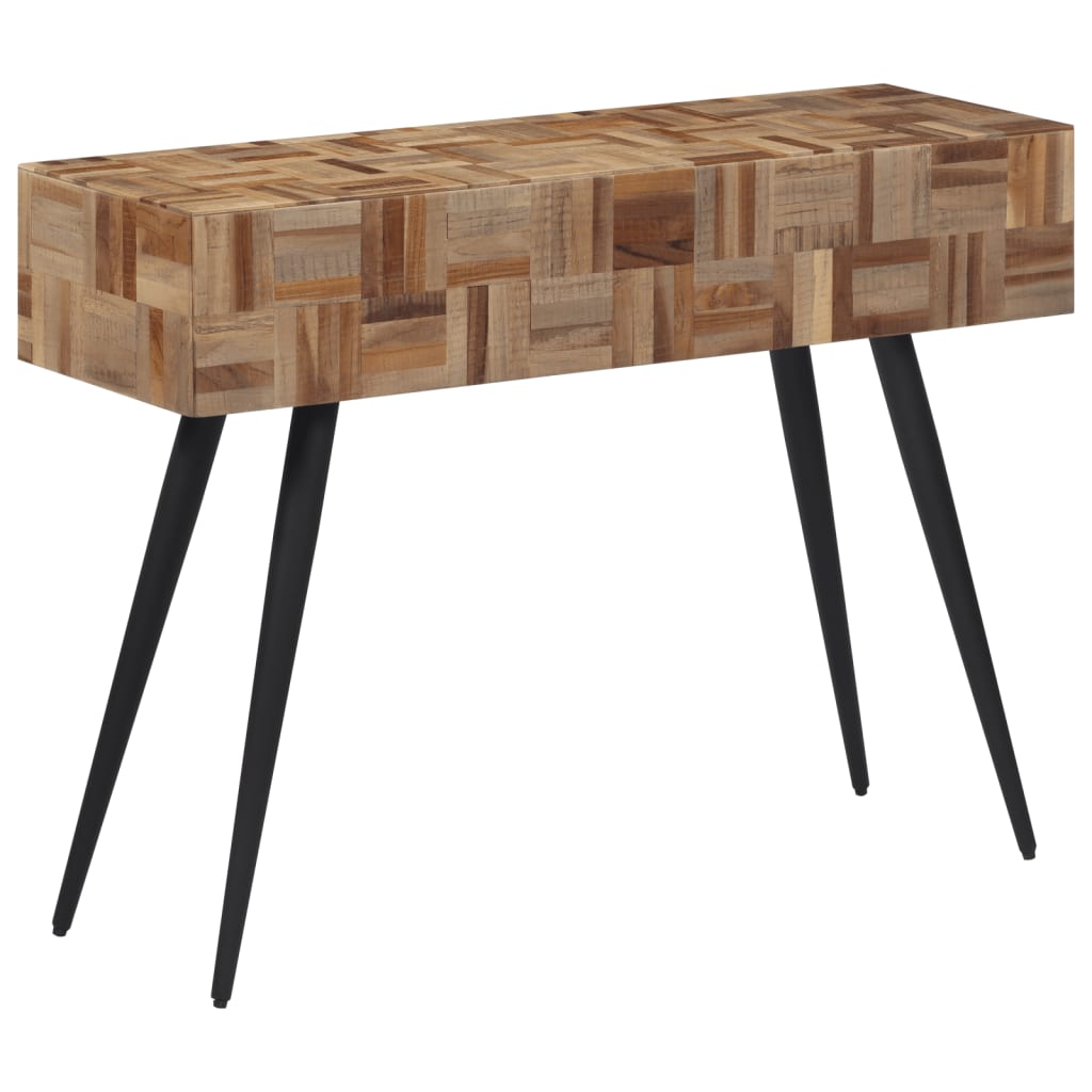 Console en Teck Massif et Fer-1-110 x 34 x 80 cm-La-Fabrique-Industrielle